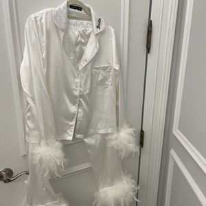 White Feather Bride Pajama Set